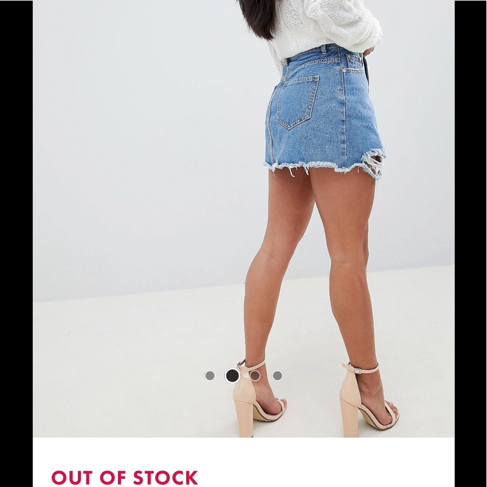 Petite misguided sz 4 distressed mini jean skirt - Picture 2 of 7